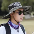 Men's outdoor camo fisherman hat, wide brim sun protection hiking bucket hat variant. - M (56-58cm) / A5112