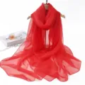 Foulard Chiffon Rouge Longue Echarpe Plage Unie Legere Elegante Femme Chale Douce - Écharpe en satin rouge vif