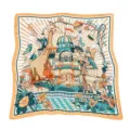 Elegant vintage print square silk scarf, fashionable women neck scarf for chic daily styling. - Blue Animal Fortress