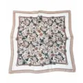 Vintage floral print square silk scarf elegant retro neckerchief for women chic style - Chinese Rose Pink