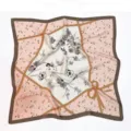 Retro floral silk square scarf, pink and brown print variant, elegant versatile accessory. - Pink Mixed Floral