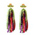 Festive Mexican sombrero sequin tassel earrings, vibrant party drop jewelry for celebrations. - Style 2