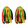 Afrikanischer Stil bunt Pailletten Fransen Ohrringe Damen Festival Schmuck Geschenk - Gestufte Pailletten-Quasten-Ohrhänger / Panafrikanische Farben