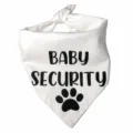 White pet bandana with baby security and paw print, adjustable neck scarf for dogs cats. - 43x43x62cm Double Layer Print / White