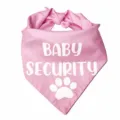 Pink pet bandana for dogs and cats with cute baby security text print detail view. - 43x43x62cm Double Layer Print / Pink