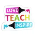 Glitter teacher brooch pin love teach inspire badge back to school gift cute accessory - LOVE TEACH INSPIRE Style (5)