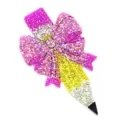 Glitter pencil bow brooch for teachers and students, back to school gift fashion accessory. - Bow Pencil Style (6)