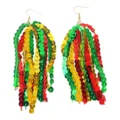 Vibrant Colorful Sequin Fringe Dangle Earrings Long Sparkly Party Festival Jewelry - Style 8