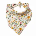 Pet bandana floral pattern detail, vintage boho cat dog scarf close-up printing. - Rainbow Floral Style (1) / 43x43x62cm Double-Sided Print