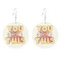 Holz Kreis Ohrringe mit bunten Retro YOU got THIS Typografie Detail Design Ohrschmuck. - Runder Anhänger Radialmuster-Stil (YOU got THIS)