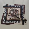 Chic square silk scarf featuring trendy animal print and chain pattern, variant style for women. - Coffee Leopard Print Small Square Satin Scarf