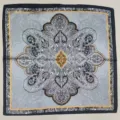 Women 70cm square silk scarf with classic baroque paisley print, elegant neckerchief. - Ruyi Paisley Small Square Silk Scarf