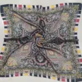 70cm square silk scarf women vintage baroque paisley printed neckerchief elegant foulard - Pink Paisley Small Square Silk Scarf