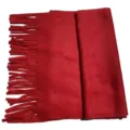 Écharpe d'hiver chaude rouge en imitation cachemire avec franges, accessoire cosy uni d'hiver. - Chaussettes et écharpes en polaire double face rouge vif