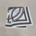 Classic black and white printed square scarf, elegant geometric chain design for women. - New Chain Print White Small Satin Square Scarves