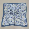 70cm square silk scarf women fashion blue white geometric print neckerchief four seasons - Coin Pattern Blue Grey Small Satin Square Scarves
