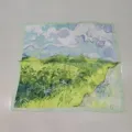 Women square silk scarf artistic oil painting print neckerchief accessory 70x70cm - Grassland Pattern Small Square Silk Scarves