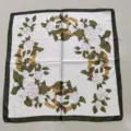 Classic floral square silk scarf for women, elegant fashion neckerchief for all seasons. - White Rose Silk Small Square Scarf