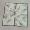 Green floral square silk scarf for women, elegant 70cm neck scarf for four seasons styling. - Large Green Floral Small Silk Square Scarves