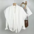 Camicetta bianca di design a maniche lunghe top drappeggiato chic moda donna stile - Bianco