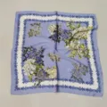 Women blue floral square silk scarf, stylish neckerchief accessory for all seasons wearable. - Purple Floral Silk Small Square Scarves