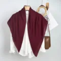 Elegante sciarpa quadrata unicolore in finto lino e cotone da donna colore bordeaux - Borgogna