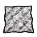 Black and white geometric print square silk scarf for women, vintage style neck scarf accessory. - Black & White Wave Pattern