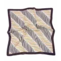 Retro printed square silk scarf, elegant geometric pattern neckerchief for women. - Wave Pattern Khaki