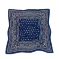 Classic navy blue paisley print square silk scarf, retro style versatile fashion neckerchief. - Navy Double Paisley