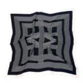Classic black and white geometric silk square scarf, elegant retro fashion neckerchief for women. - Striped Black