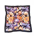 Elegant floral square silk scarf for women, vintage style neckerchief for daily wear. - Black Blooming Floral
