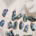 Colorful baroque freshwater pearl pendant charms with gold edge for DIY jewelry making. - Natural Pearl Multicolor Plated