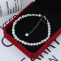 Barockes naturfarbenes Süßwasserperlen Armband mit S925 Sterlingsilber Verschluss & Kette. - Armband / 925 Sterlingsilber