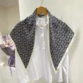 Retro nero bianco stampa cachemire grande foulard triangolare in seta variante donna moda - Piccolo foulard a triangolo nero con motivo paisley
