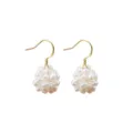 Elegant natural freshwater baroque pearl cluster flower ball drop earrings with gold hooks. - E039 Gold Hook / Gold
