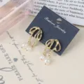 Vintage barocke unregelmäßige Metall Natur Süßwasser Perle Ohrringe für Damen elegant Stil. - Barock Schleife Stil (E2120)
