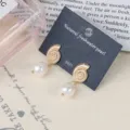 Retro goldene Muschel Süßwasserperlen Ohrringe mit 925er Silber Nadel eleganter Schmuck. - Barock Schnecke Spiral Stil (E2116)