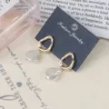 Vintage unregelmäßige geometrische Metall Barock Süßwasserperle Ohrringe für Damen elegant. - Barock Knopf Stil (E036)
