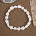 Detailansicht des natürlichen Barock Süßwasser Perlenarmbands, elegantes Alltagsschmuckstück. - Barock Gerade Loch 9mm (B5020)