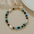 Pulsera de perlas barrocas multicolor ajustable joyas de moda versatiles detalle - B4132 Perla Natural Ábaco Cilíndrico