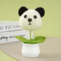 Handgemaakte gehaakte panda potplant creatieve garen bloem home decoratie leuk cadeau - Pandakop potplant