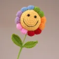 Fleur au crochet faite main bouquet tricoté visage souriant coloré décoration maison cadeau - Tournesol Sept Couleurs