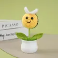 Handgemaakte gehaakte dierlijke potplant, schattige wollen gebreide bloem huisdecoratie cadeau. - Bij Potplant