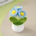 Handgefertigte gehäkelte Topfblume künstliche Pflanze Strickgarn Tischdekoration Geschenk. - Blau