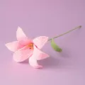 Handmade crochet pink lily flower knitted home decor artificial floral ornament single stem - Pink
