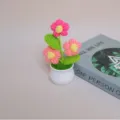 Crochet potted flower pink handmade wool knitted plant desktop ornament variant decoration - Gradient Watermelon Red
