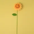 Tournesol au crochet fait main peluche tricotée joli visage souriant cadeau jaune unique - Tige de tournesol simple à 7 couches (1 feuille)