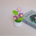 Crochet potted flower desktop ornament handmade wool plant cute miniature home decoration item - Gradient Purple