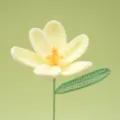 Handmade crochet yellow flower detail close up, exquisite yarn knit craft home decor ornament. - Light Yellow
