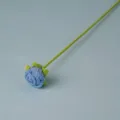 Handmade crochet bubble rose flower detail, single knitted stem, cute home decor gift. - Blue